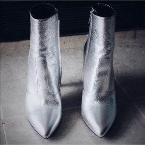 Saint Laurent Silver Fetish Bootie
